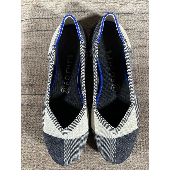 Rothy's The Flat Women's Cream Black Round Toe Knitted Flats Slip On Size 7.5 - Picture 3 of 10